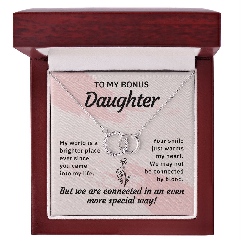 To My Bonus Daughter | My World is a Brighter Place - Perfect Pair Necklace