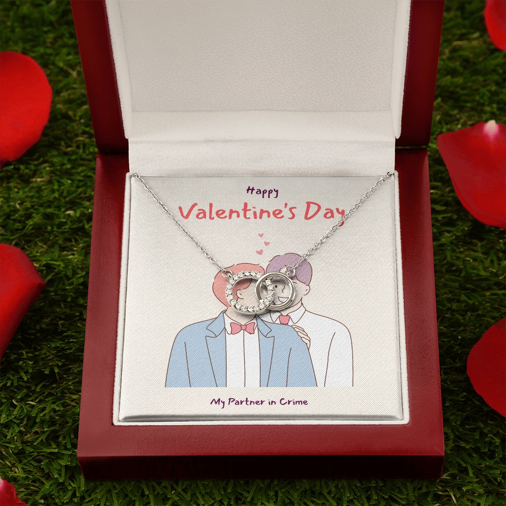 Happy Valentine's Day | My Partner in Crime Boyfriend LGBTQ for Men  - Perfect Pair Necklace