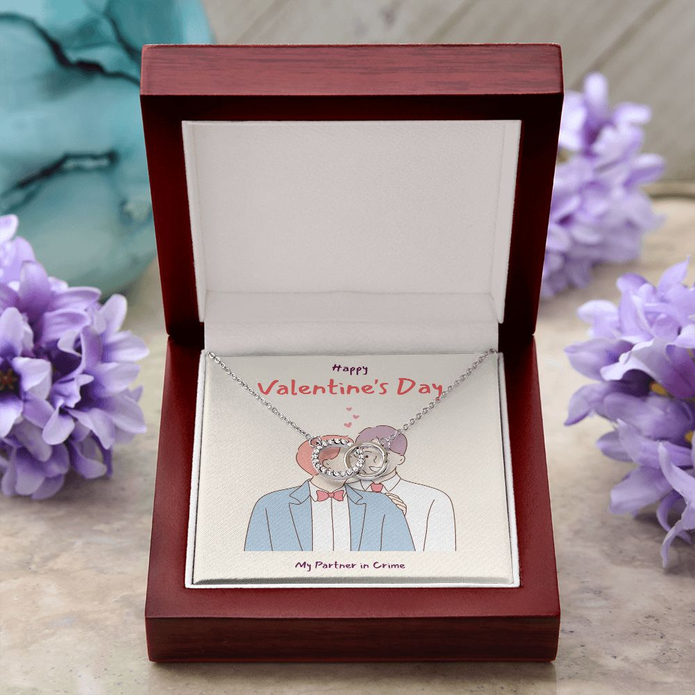 Happy Valentine's Day | My Partner in Crime Boyfriend LGBTQ for Men  - Perfect Pair Necklace