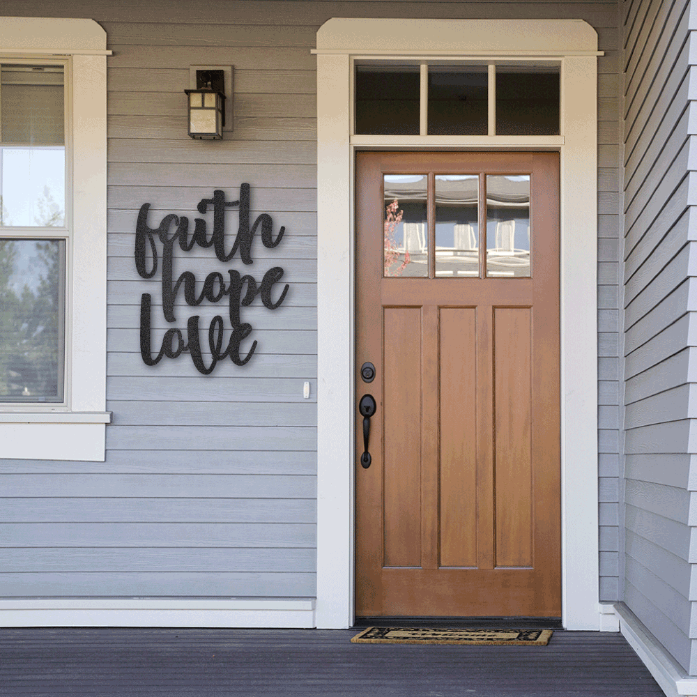 Faith Hope Love Script - Steel Sign