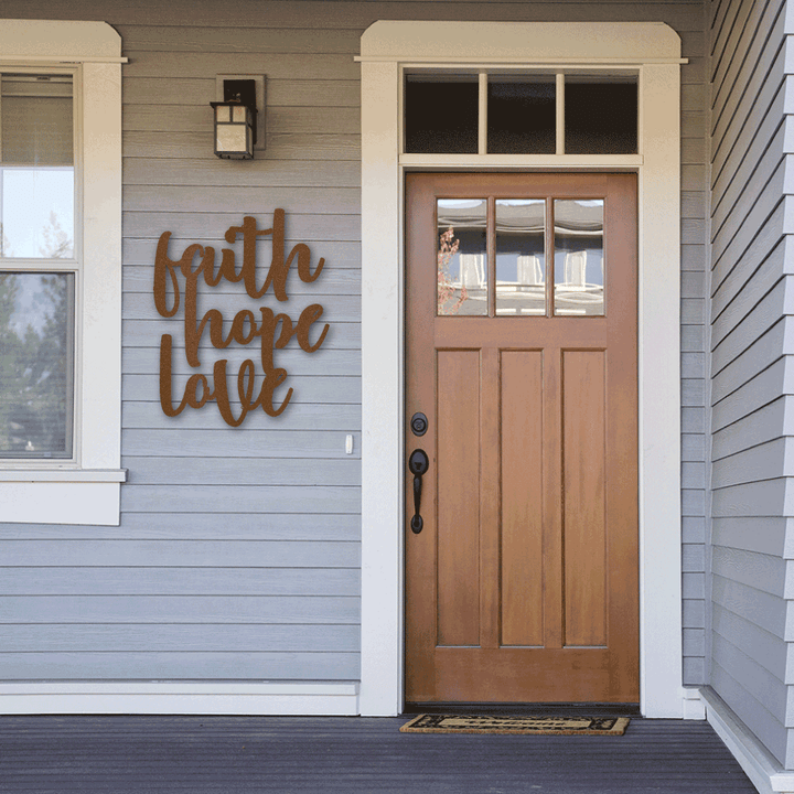 Faith Hope Love Script - Steel Sign