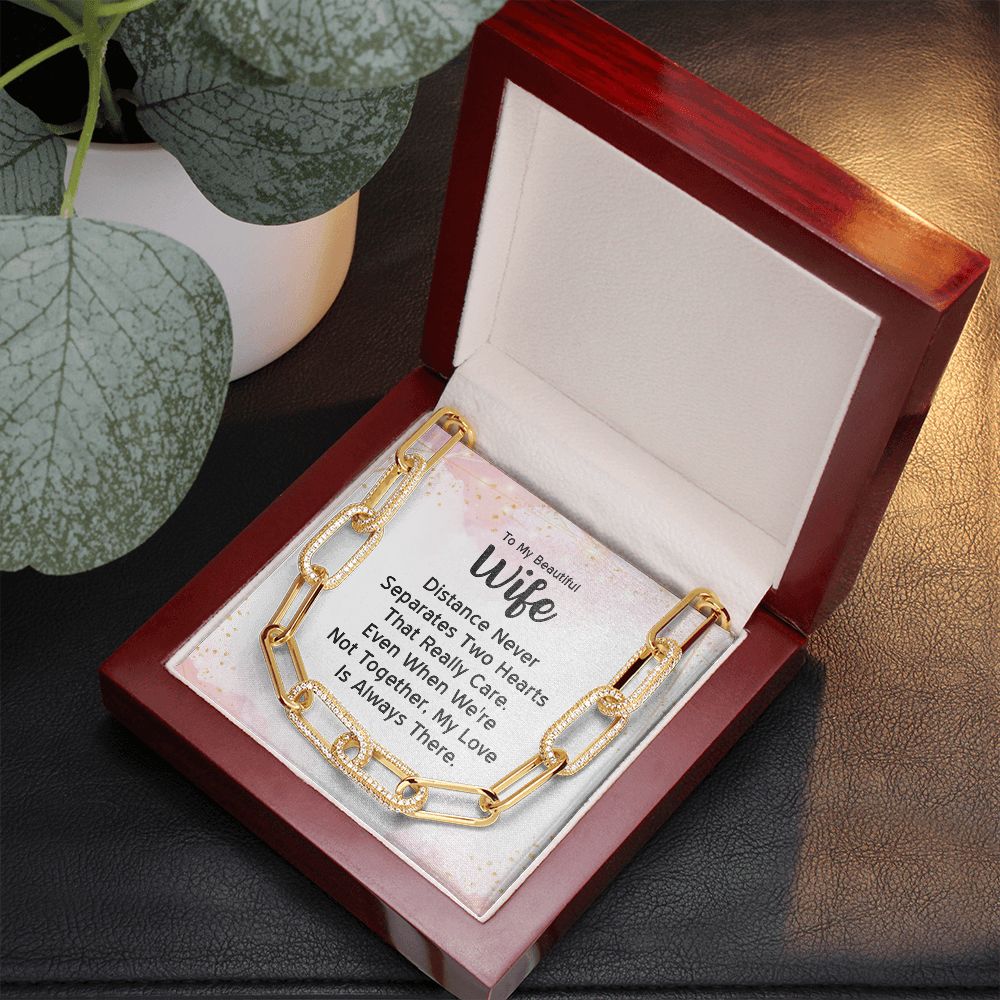 To My Beautiful Wife | Distance Never Separates Two Hearts - Forever Linked Necklace