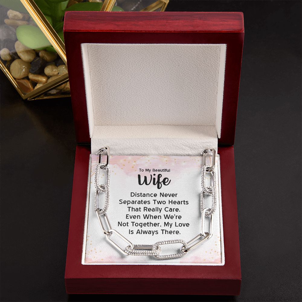 To My Beautiful Wife | Distance Never Separates Two Hearts - Forever Linked Necklace