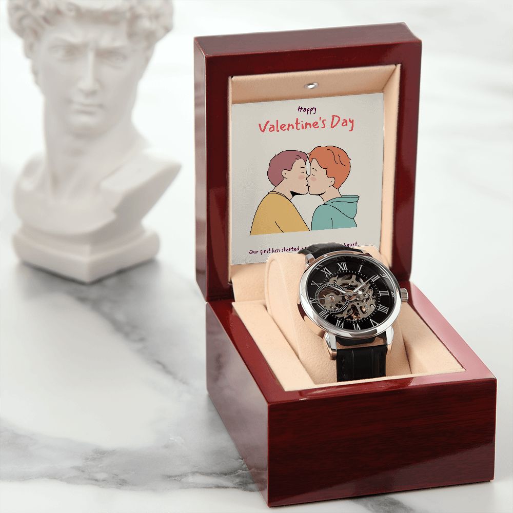 Happy Valentine's Day | Our Love is Limitless LGBTQ for Men - Men's Openwork Watch