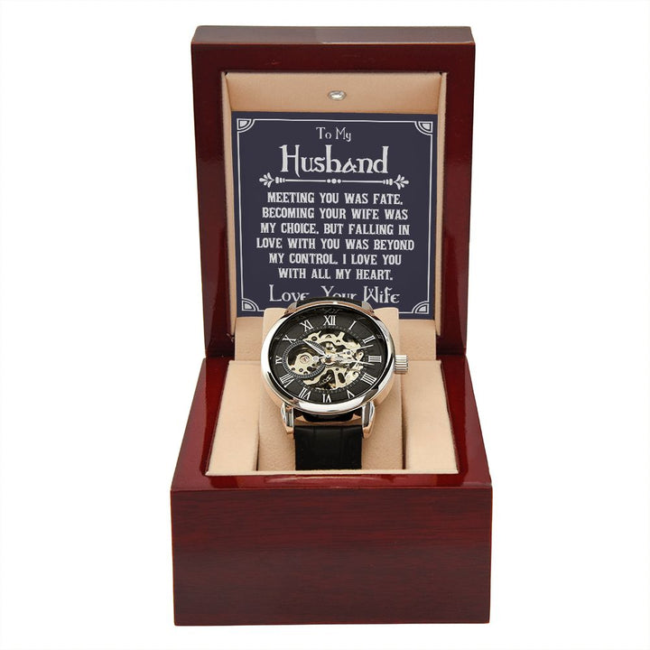 To My Husband | Meeting You was fate - Men's Openwork Watch