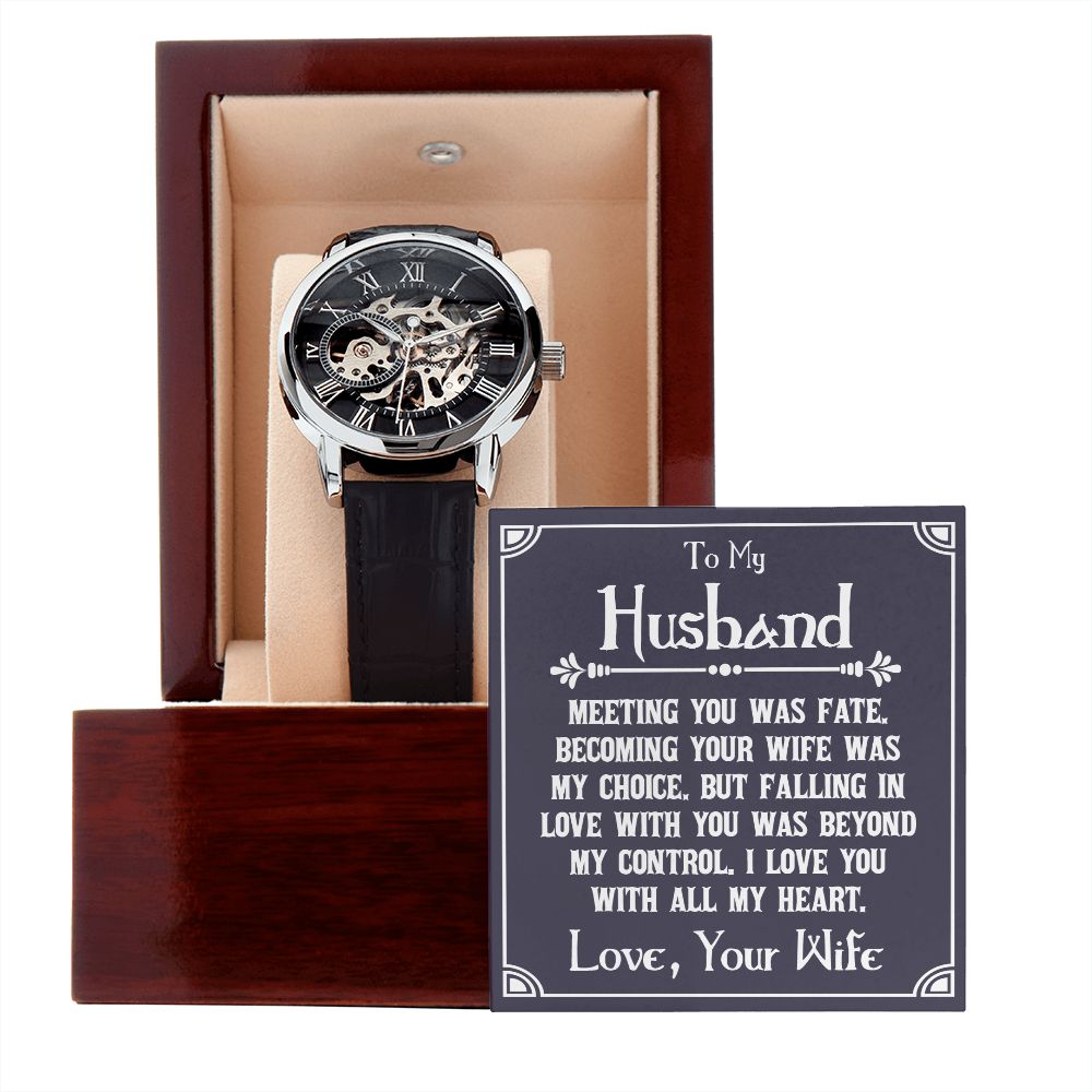 To My Husband | Meeting You was fate - Men's Openwork Watch