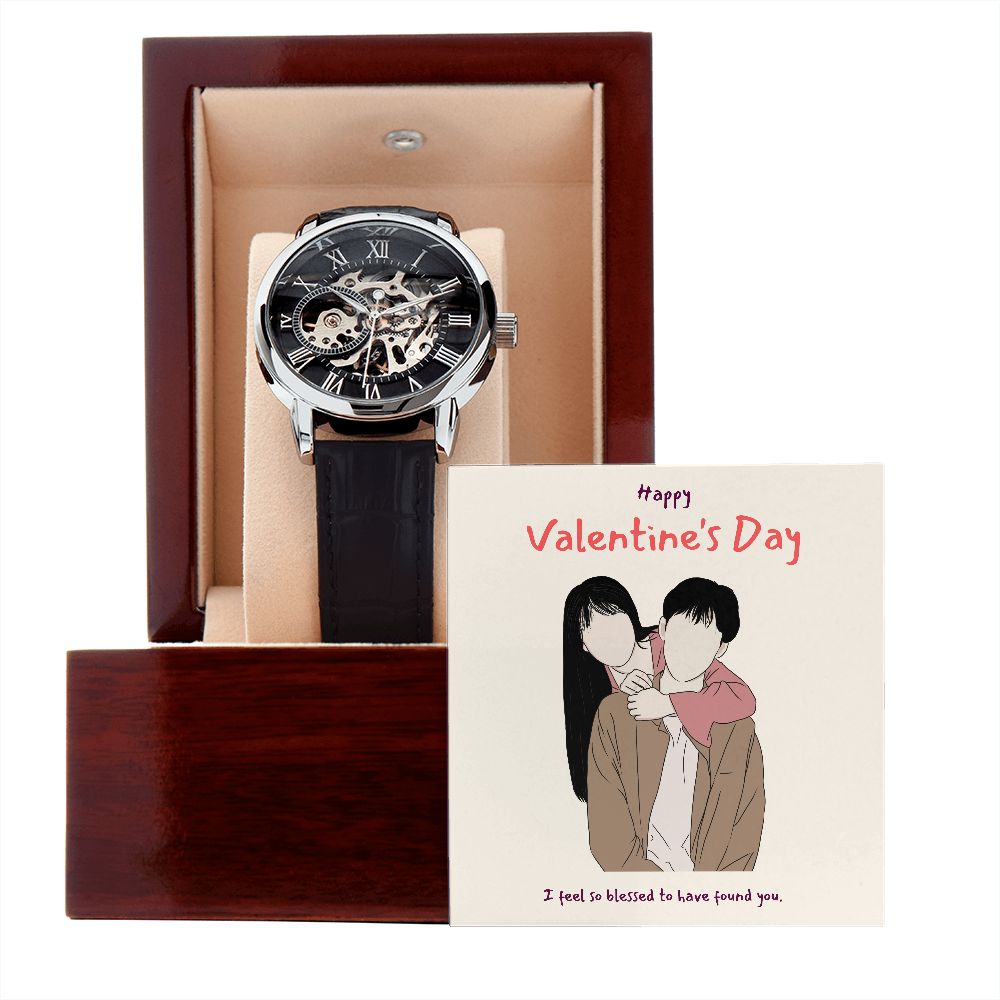 Happy Valentine's Day | Feel So Blessed -  Men's Openwork Watch
