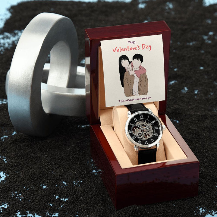 Happy Valentine's Day | Feel So Blessed -  Men's Openwork Watch