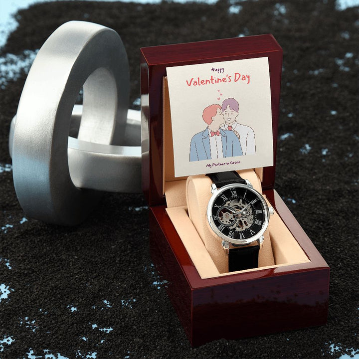 Happy Valentine's | Love has No Gender LGBTQ for Men - Men's Openwork Watch
