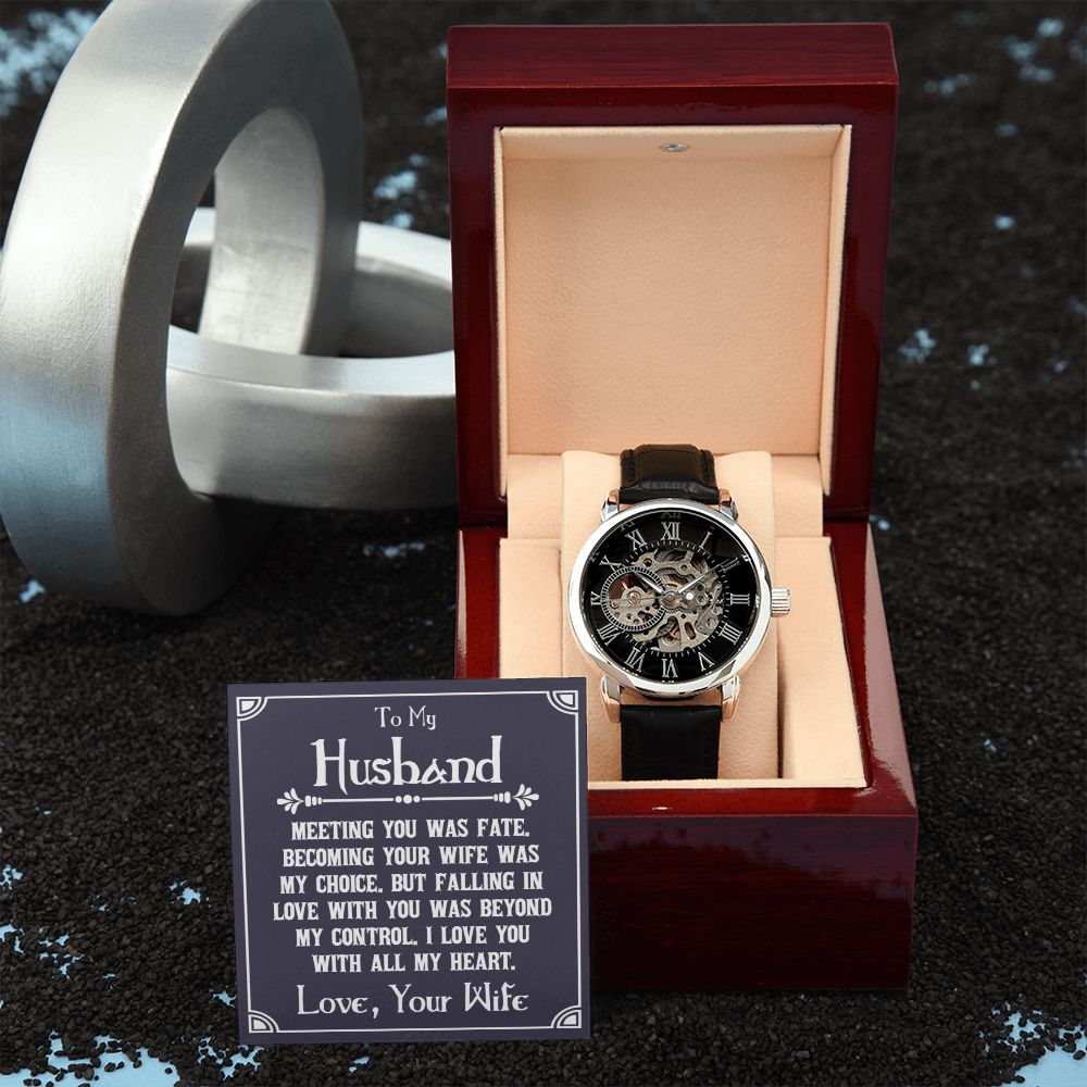 To My Husband | Meeting You was fate - Men's Openwork Watch