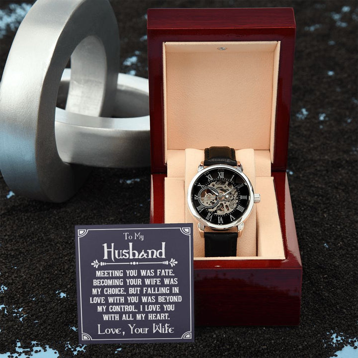 To My Husband | Meeting You was fate - Men's Openwork Watch