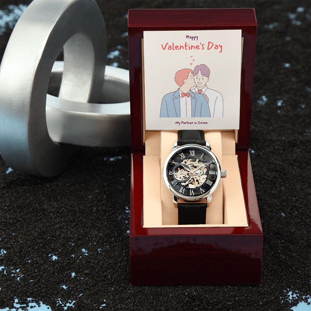 Happy Valentine's | Love has No Gender LGBTQ for Men - Men's Openwork Watch