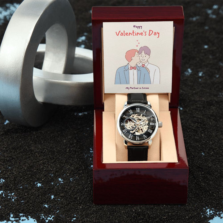 Happy Valentine's | Love has No Gender LGBTQ for Men - Men's Openwork Watch