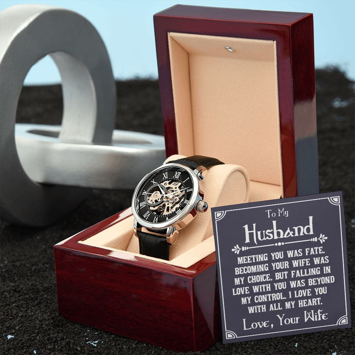 To My Husband | Meeting You was fate - Men's Openwork Watch