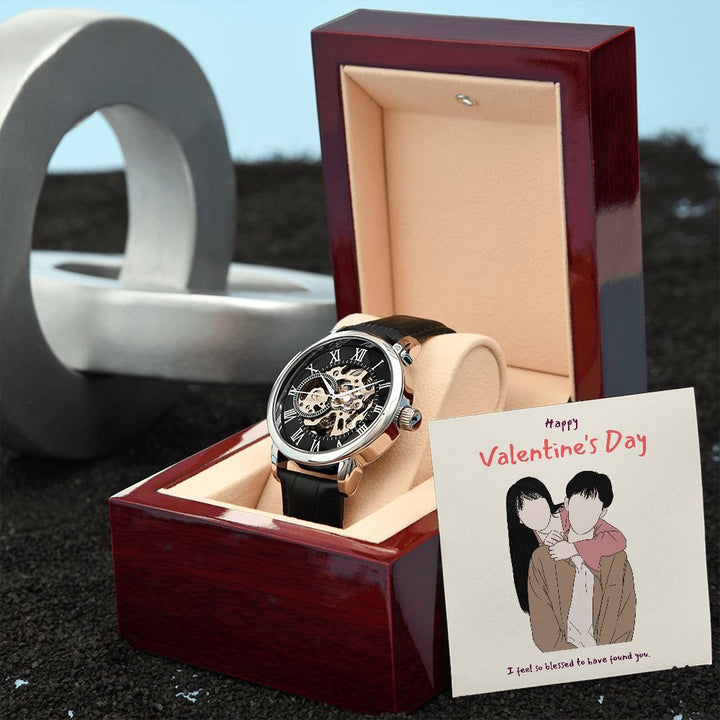 Happy Valentine's Day | Feel So Blessed -  Men's Openwork Watch