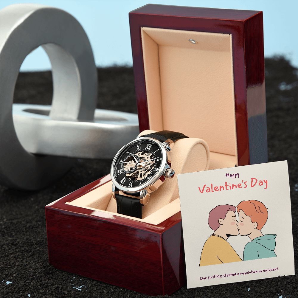 Happy Valentine's Day | Our Love is Limitless LGBTQ for Men - Men's Openwork Watch