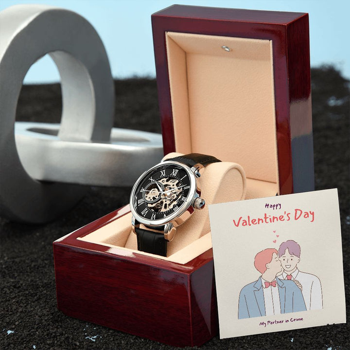 Happy Valentine's | Love has No Gender LGBTQ for Men - Men's Openwork Watch