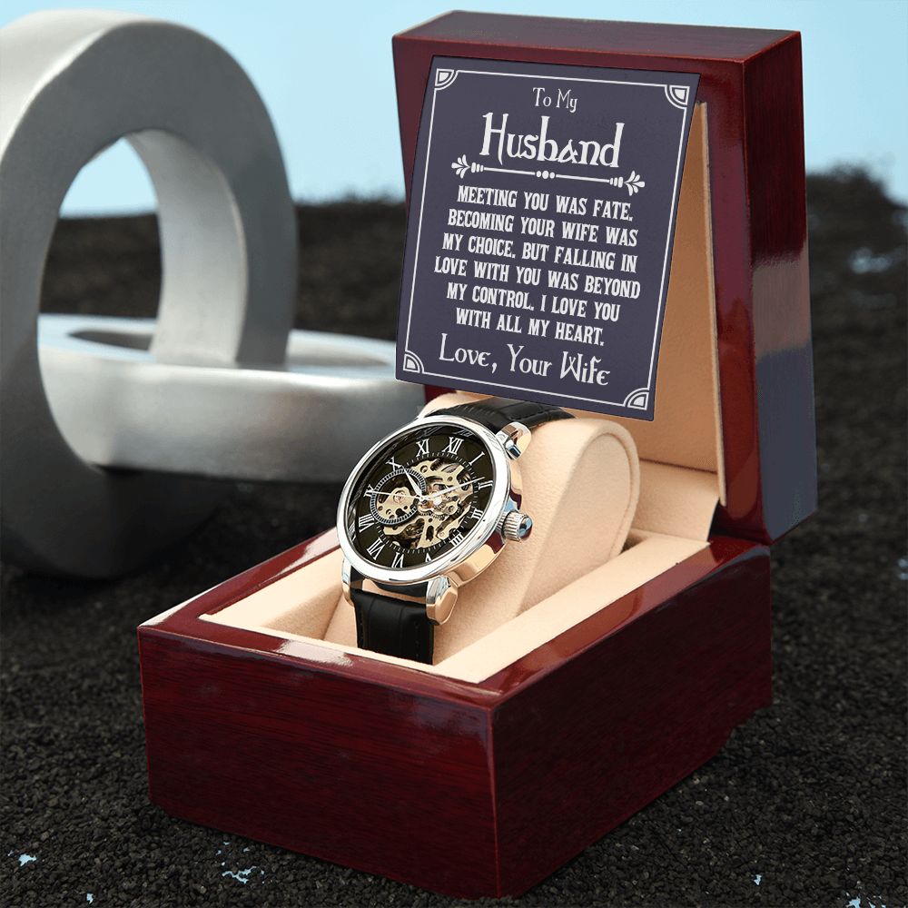 To My Husband | Meeting You was fate - Men's Openwork Watch