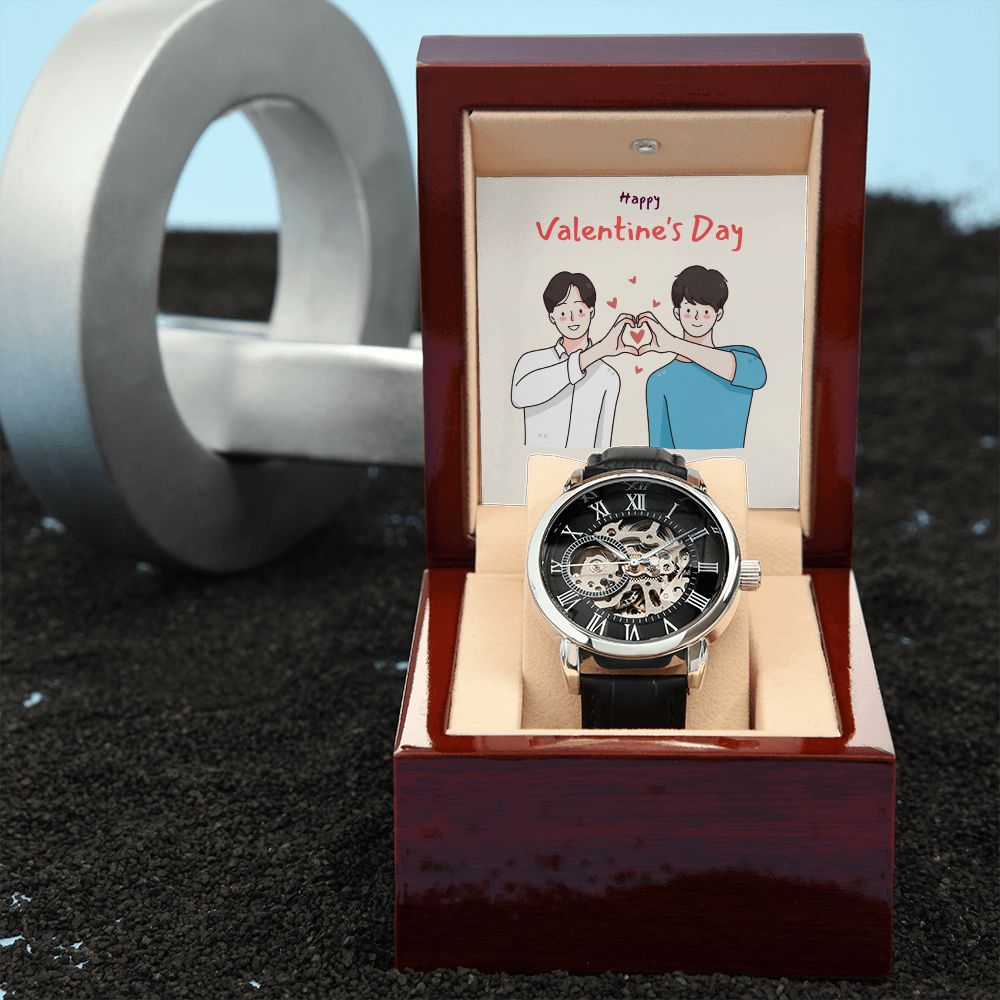 Happy Valentine's Day | Together is my favorite place to be LGBTQ for Men - Men's Openwork Watch