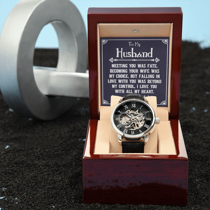 To My Husband | Meeting You was fate - Men's Openwork Watch