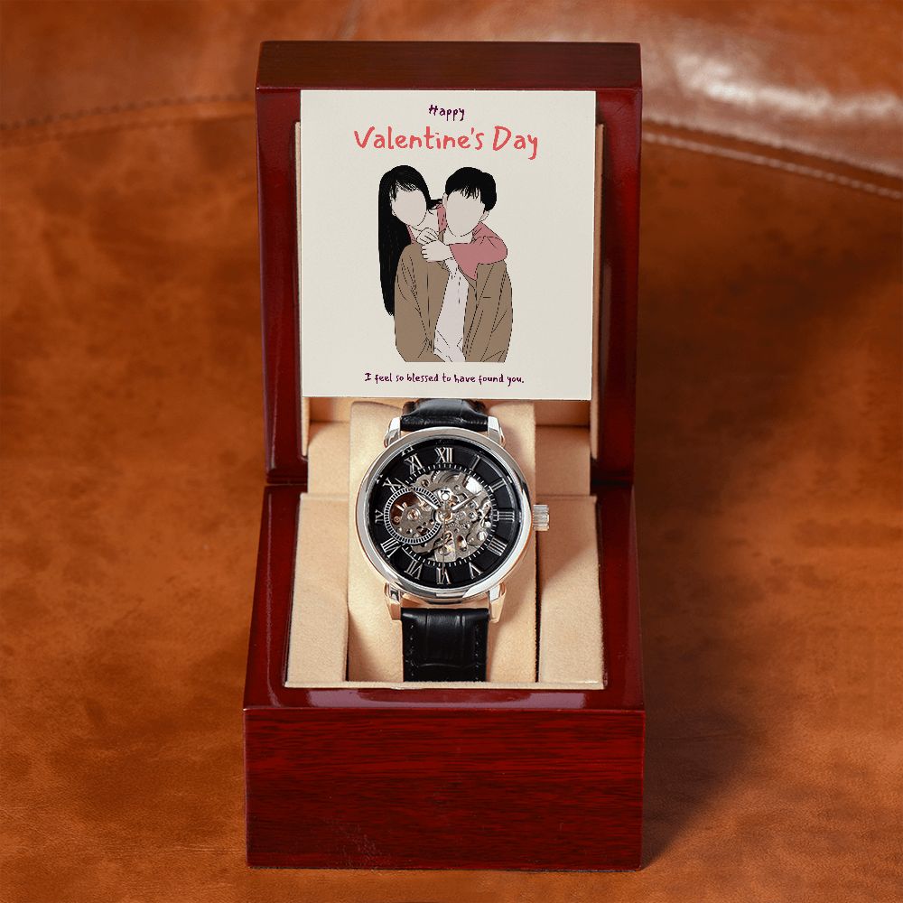 Happy Valentine's Day | Feel So Blessed -  Men's Openwork Watch