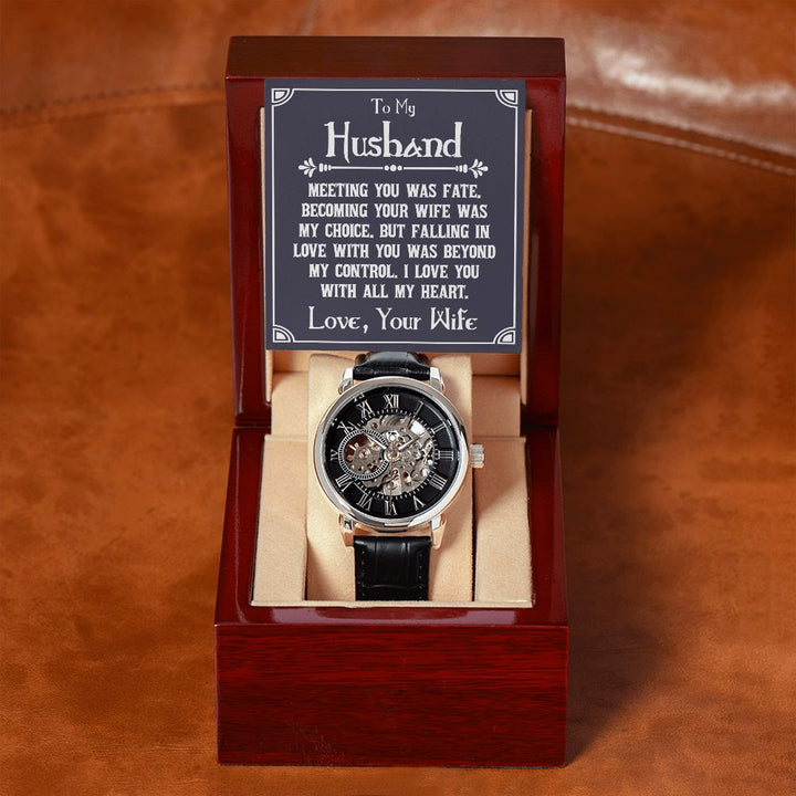 To My Husband | Meeting You was fate - Men's Openwork Watch
