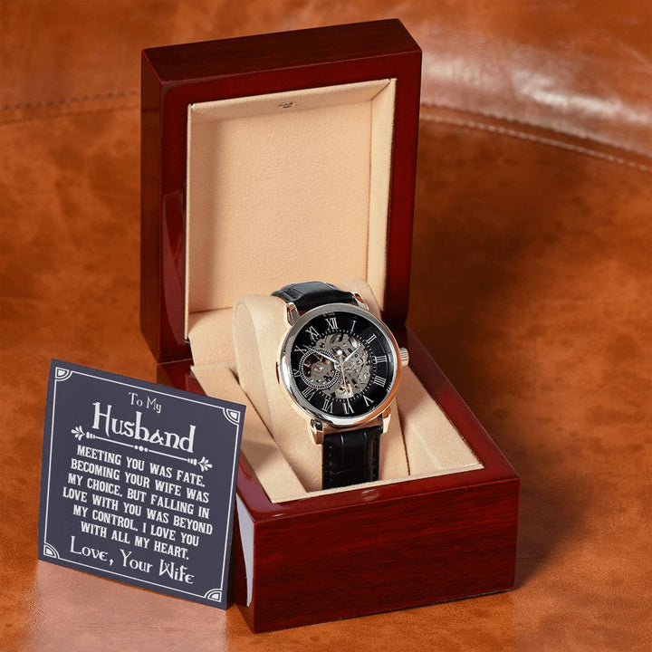 To My Husband | Meeting You was fate - Men's Openwork Watch