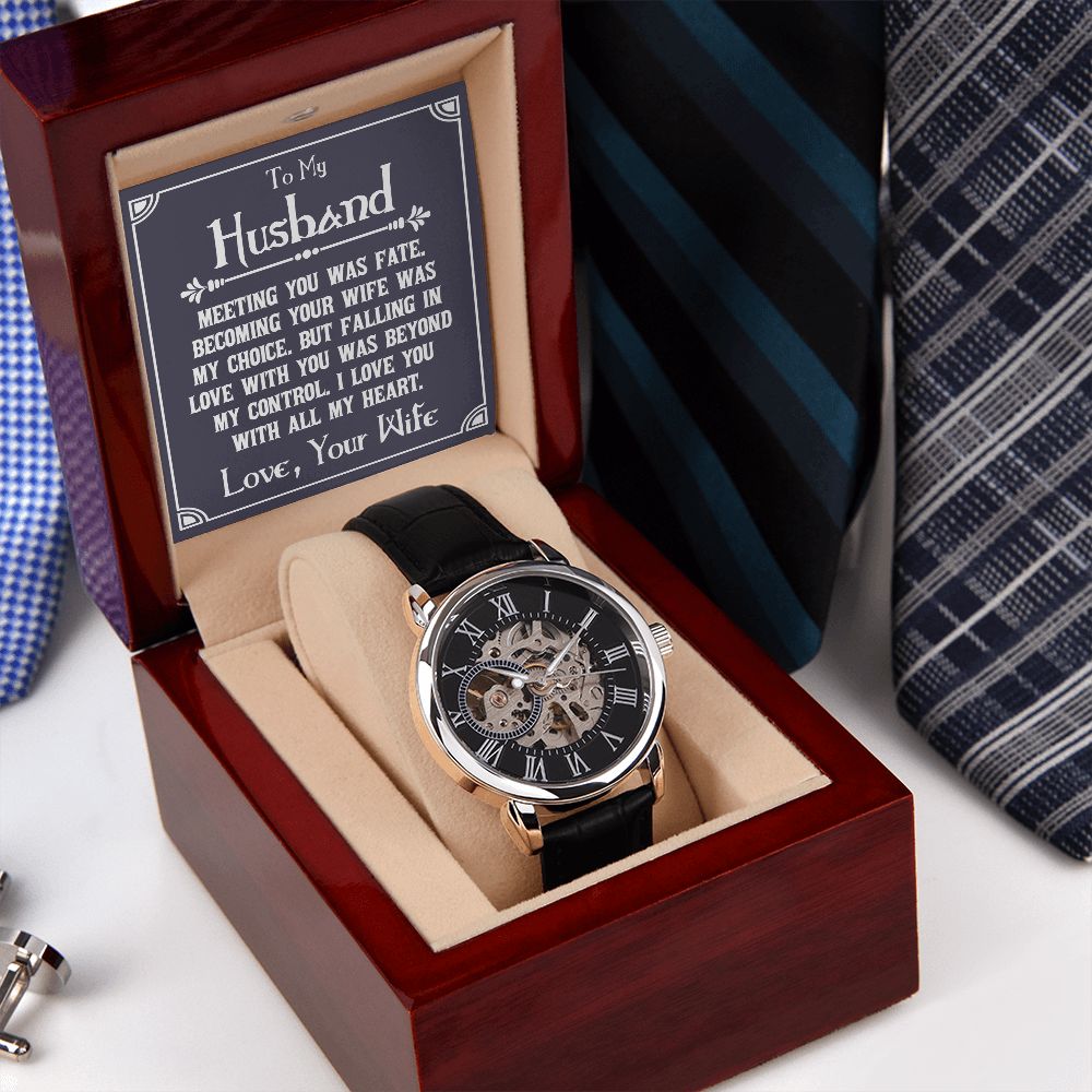 To My Husband | Meeting You was fate - Men's Openwork Watch