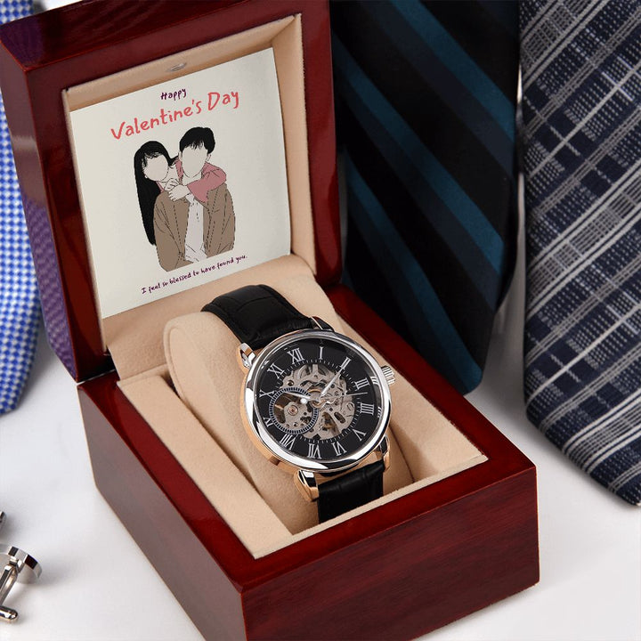 Happy Valentine's Day | Feel So Blessed -  Men's Openwork Watch