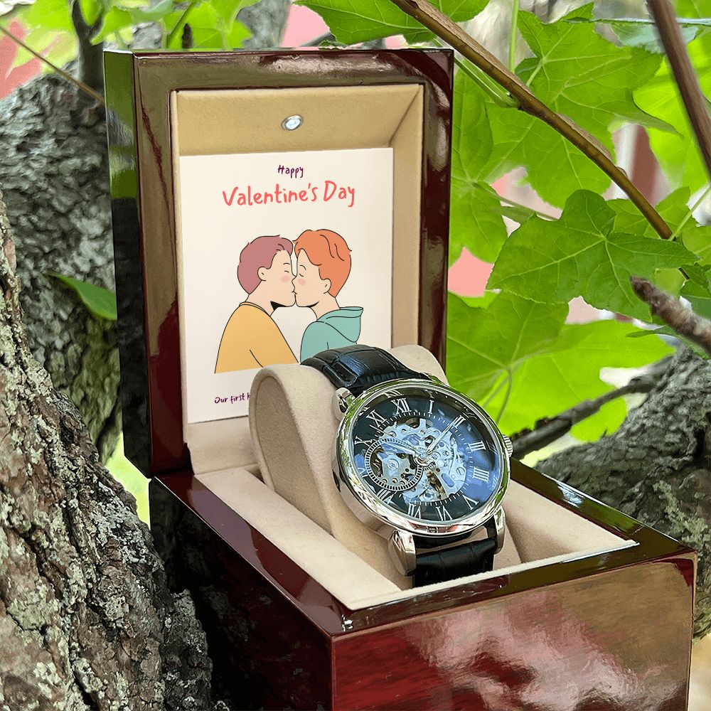 Happy Valentine's Day | Our Love is Limitless LGBTQ for Men - Men's Openwork Watch
