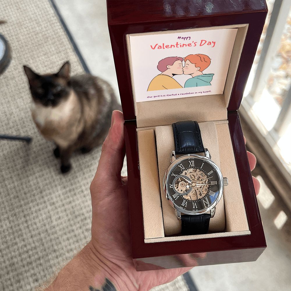 Happy Valentine's Day | Our Love is Limitless LGBTQ for Men - Men's Openwork Watch