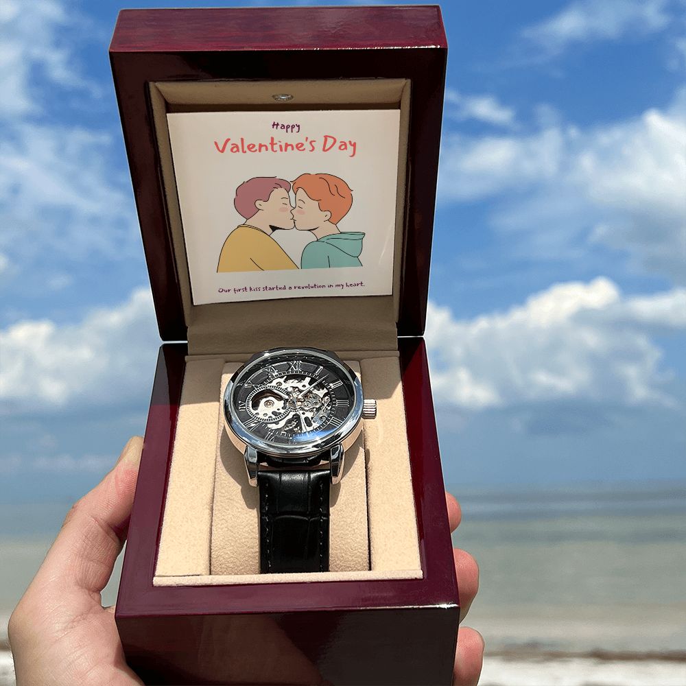 Happy Valentine's Day | Our Love is Limitless LGBTQ for Men - Men's Openwork Watch
