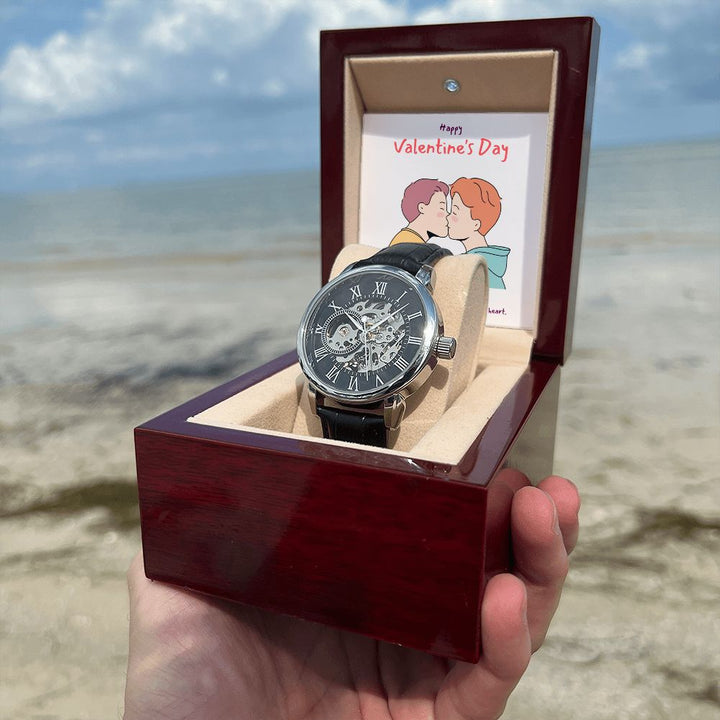 Happy Valentine's Day | Our Love is Limitless LGBTQ for Men - Men's Openwork Watch