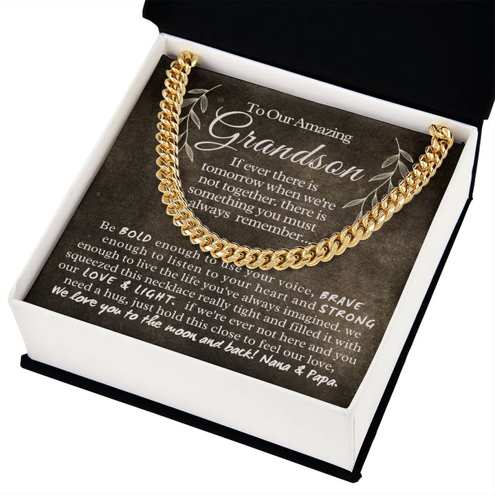 To Our Amazing Grandson | We love you to the moon and back! - Cuban Link Chain