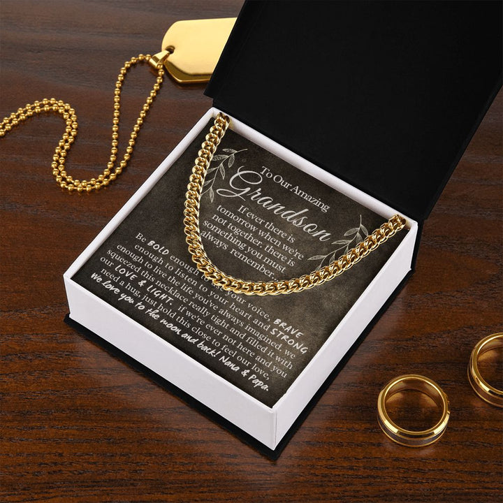 To Our Amazing Grandson | We love you to the moon and back! - Cuban Link Chain