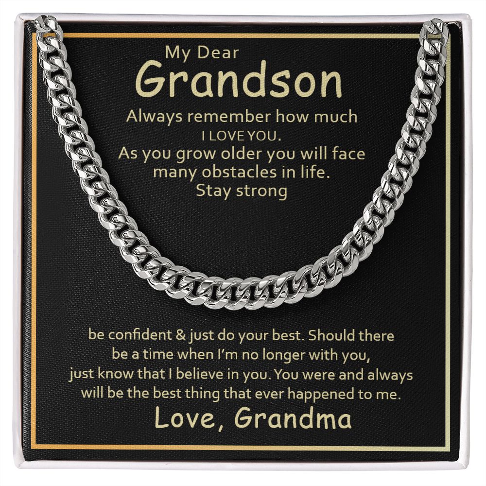 To My Grandson | I Love You Grandson From Grandma - Cuban Link Chain
