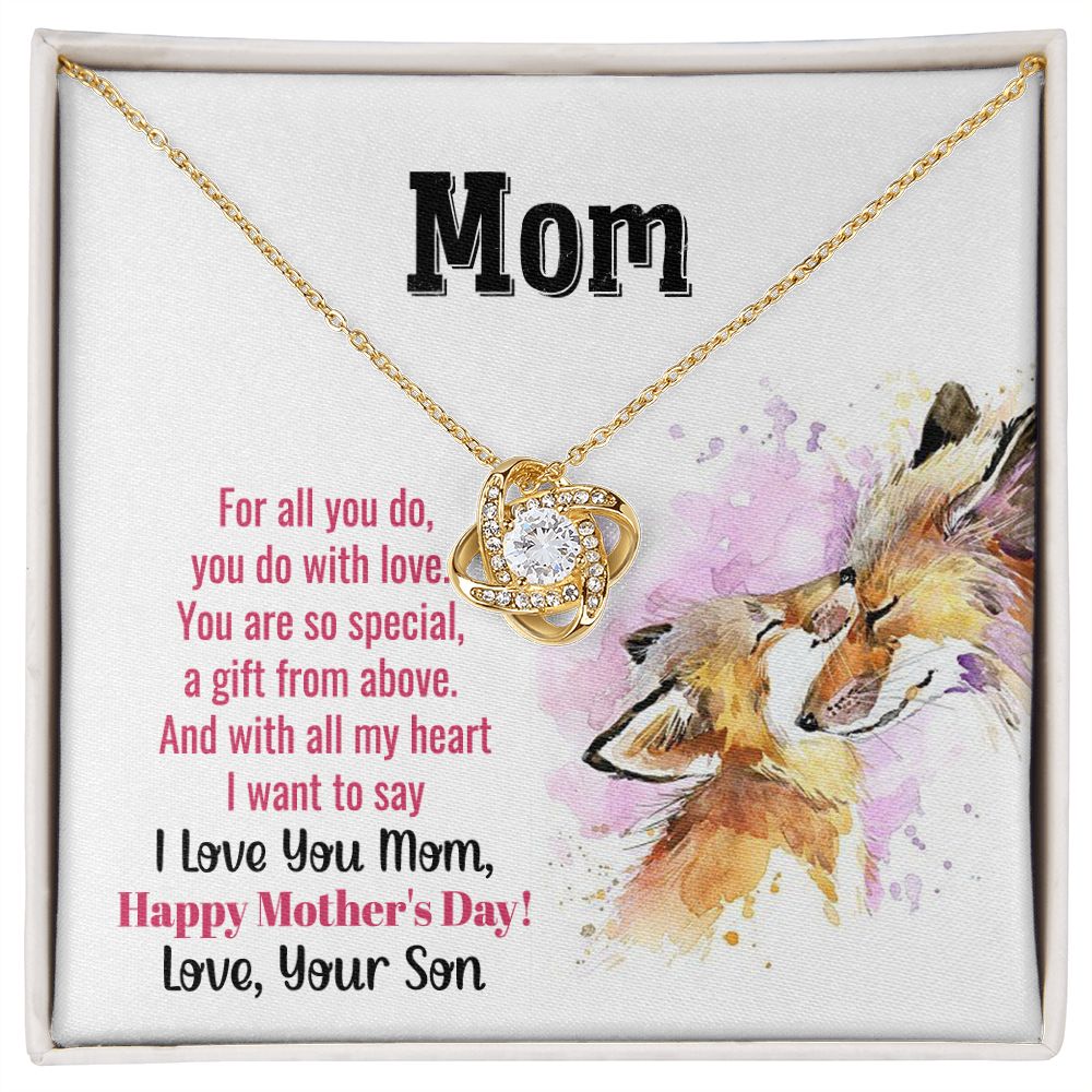 To My Mom | With All My Heart - Love Knot Necklace