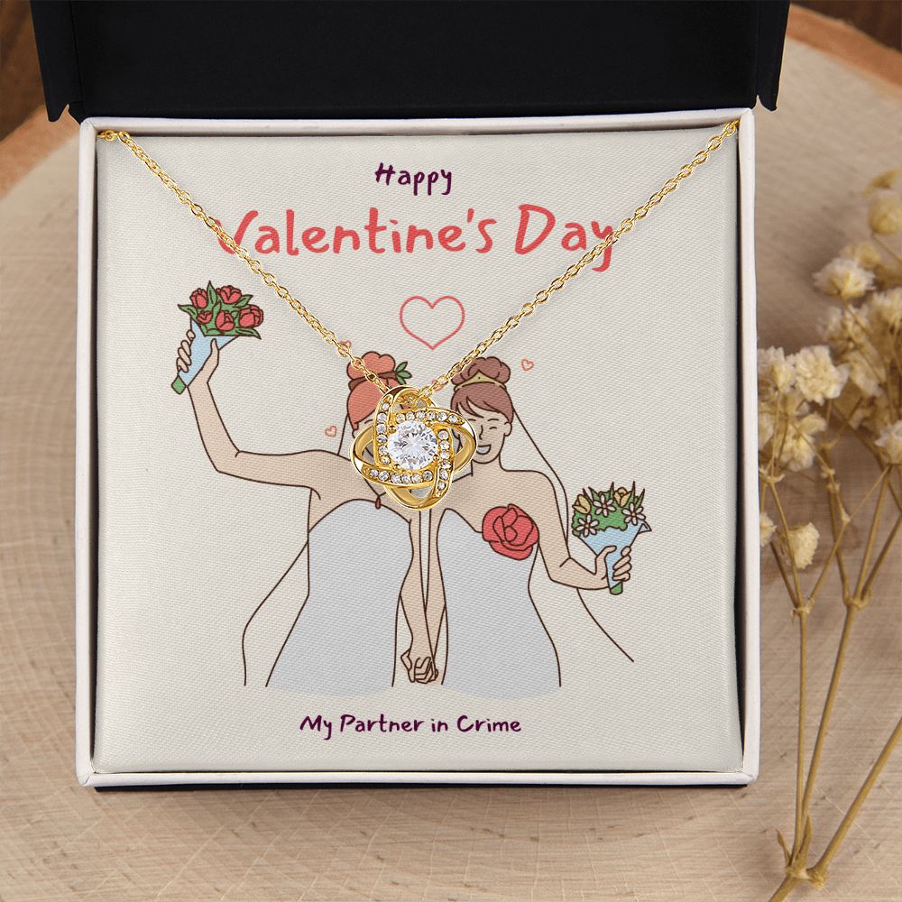 Happy Valentine's | My Partner in Crime LGBTQ for Women - Love Knot Necklace