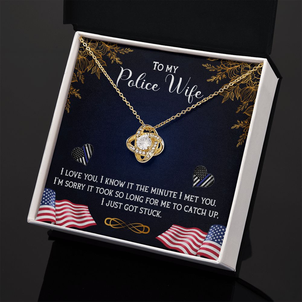 To My Police Wife | The Ultimate Partner in Law Enforcement - Love Knot Necklace
