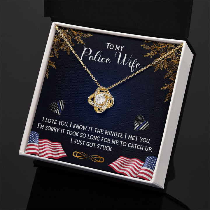 To My Police Wife | The Ultimate Partner in Law Enforcement - Love Knot Necklace