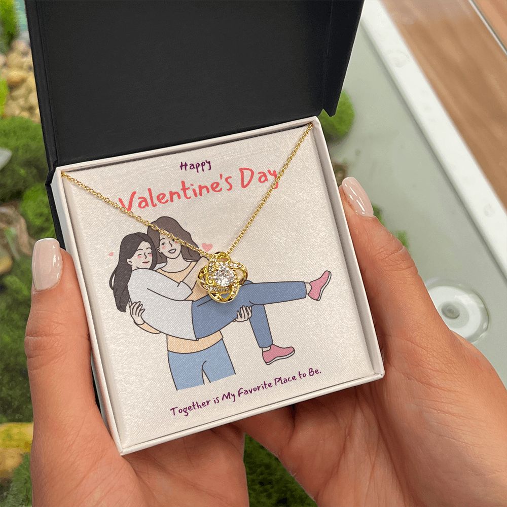 Happy Valentine's | You are My Everything LGBTQ for Women - Love Knot Necklace