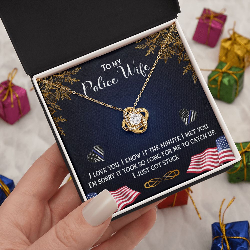 To My Police Wife | The Ultimate Partner in Law Enforcement - Love Knot Necklace