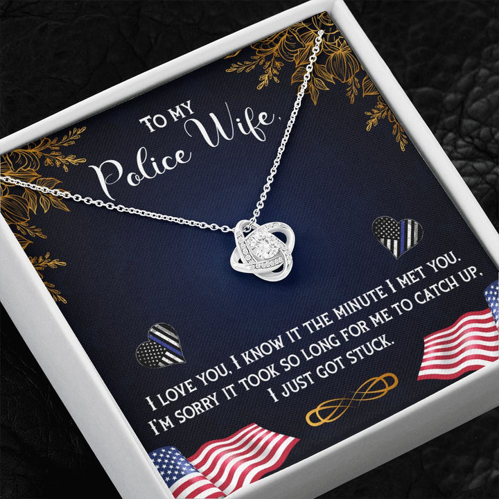 To My Police Wife | The Ultimate Partner in Law Enforcement - Love Knot Necklace