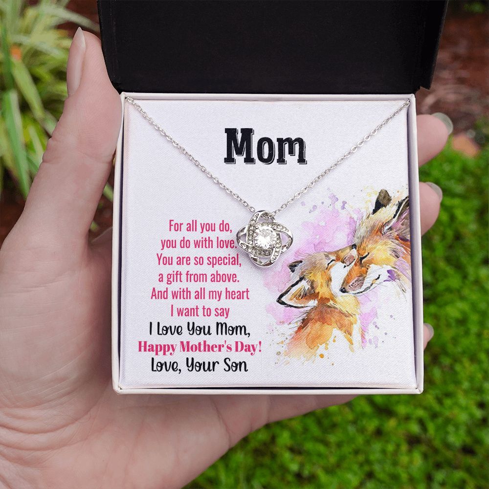 To My Mom | With All My Heart - Love Knot Necklace