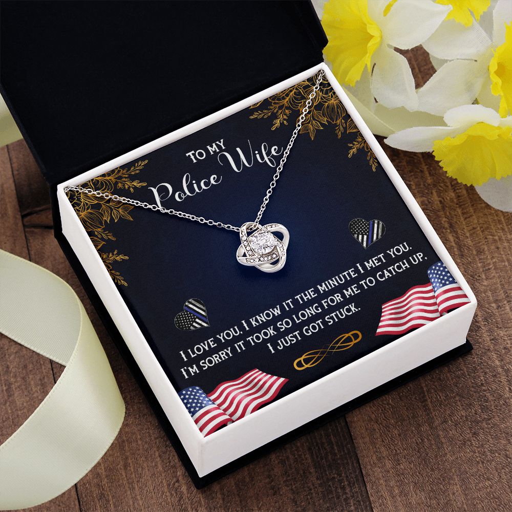 To My Police Wife | The Ultimate Partner in Law Enforcement - Love Knot Necklace