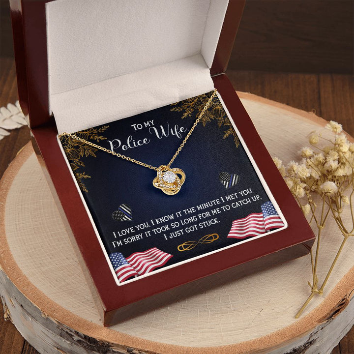 To My Police Wife | The Ultimate Partner in Law Enforcement - Love Knot Necklace