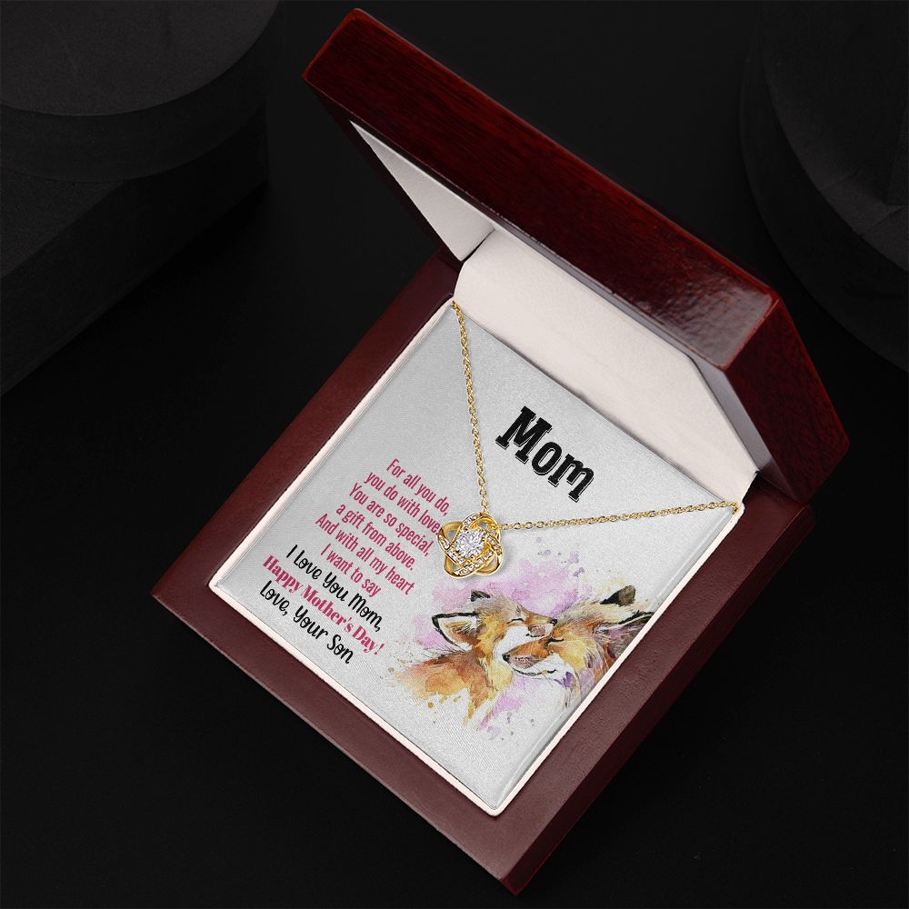 To My Mom | With All My Heart - Love Knot Necklace