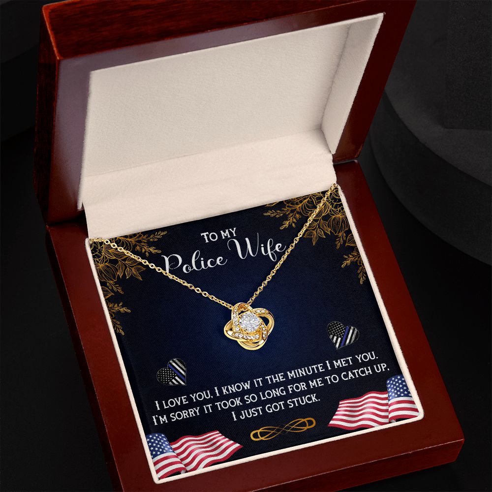 To My Police Wife | The Ultimate Partner in Law Enforcement - Love Knot Necklace