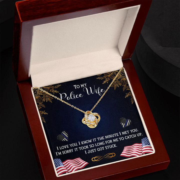 To My Police Wife | The Ultimate Partner in Law Enforcement - Love Knot Necklace