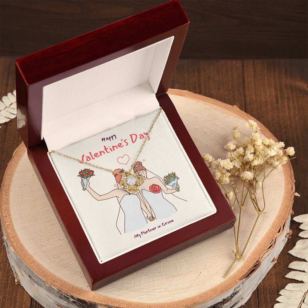 Happy Valentine's | My Partner in Crime LGBTQ for Women - Love Knot Necklace